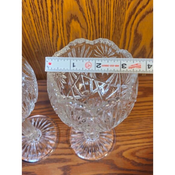 Vintage Clear Pressed Glass Goblets With Starburst Design  Set Of 2 - Picture 9 of 9